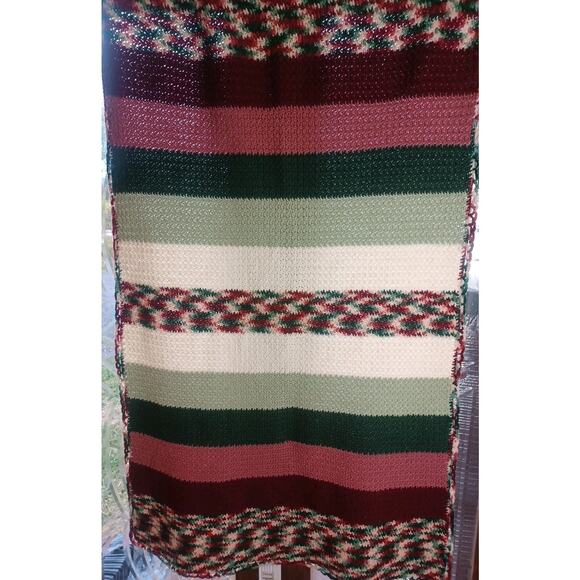 Handmade Crocheted Striped Blanket Throw Gorgeous Beautiful Unique Warm Winter - Picture 3 of 11